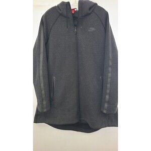 Nike Womens Sz XL Gray Tech Pack Long Fleece Parka Jacket Hoodie EUC